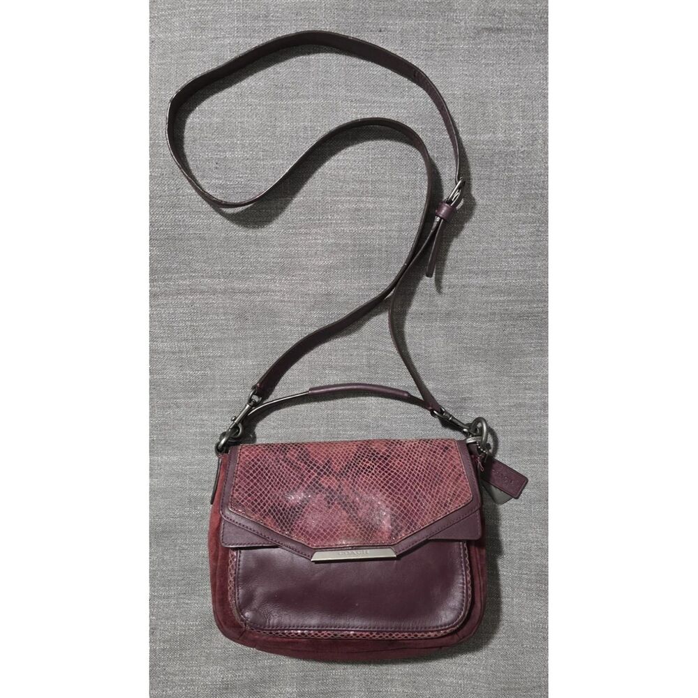 Coach Taylor Crossbody Suede Leather Python F33396 Burgundy/Wine #27 - Picture 5 of 5